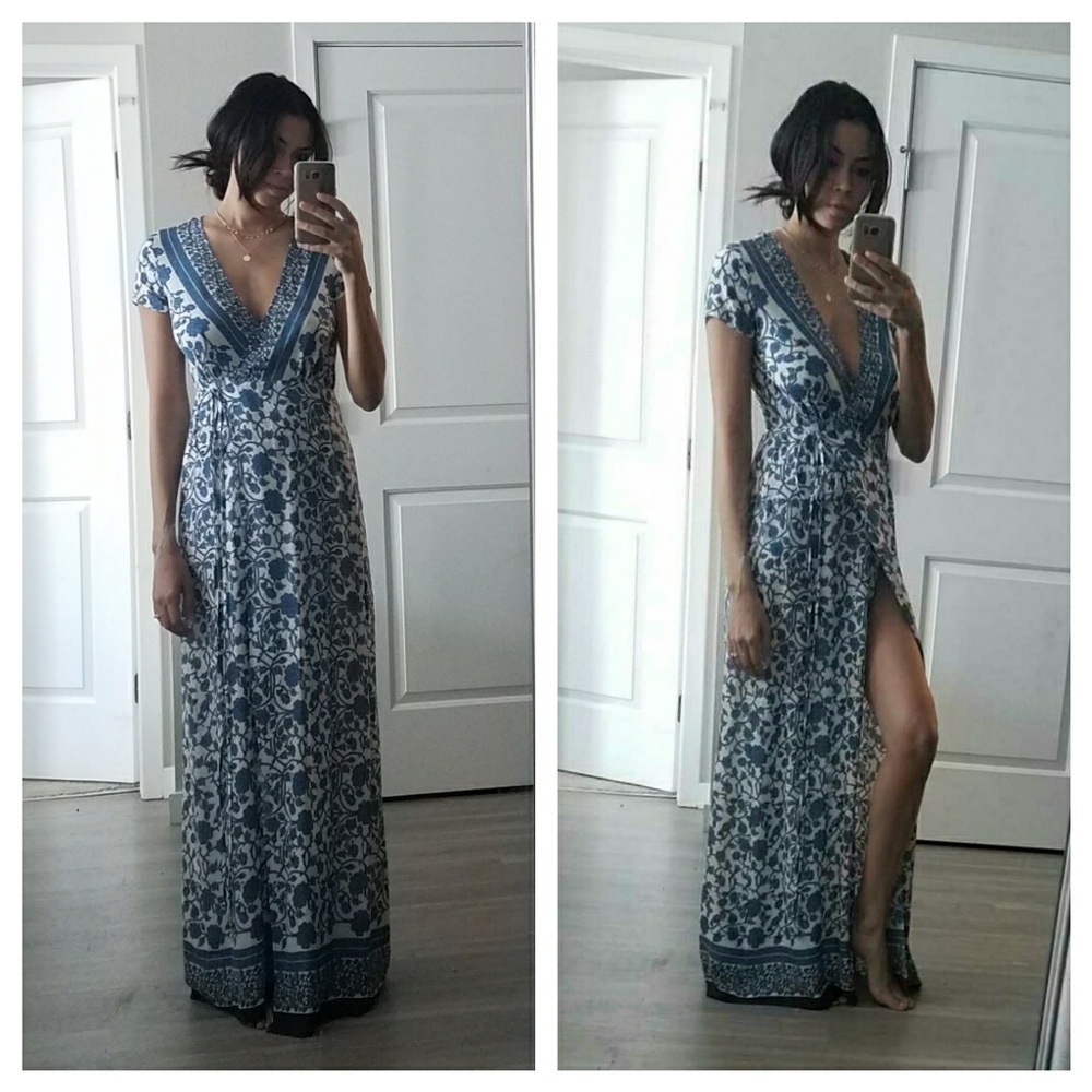 Blue floral maxi dress